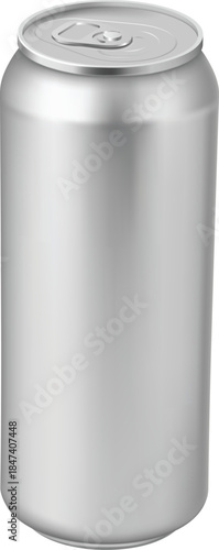 Aluminum drink can with closed ring pull on lid, vector realistic metallic tin can drink beer, soda, water juice package