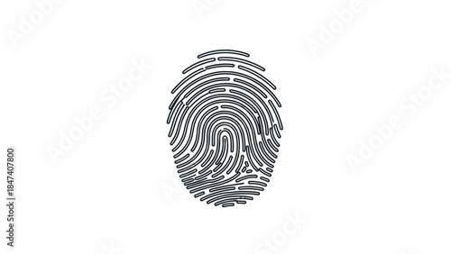 Unique fingerprint identification concept with black lines on white, Generative AI.