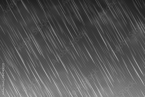 Raindrop effect with clouds, rain overlay on dark transparent background, realistic rain with mist weather wallpaper