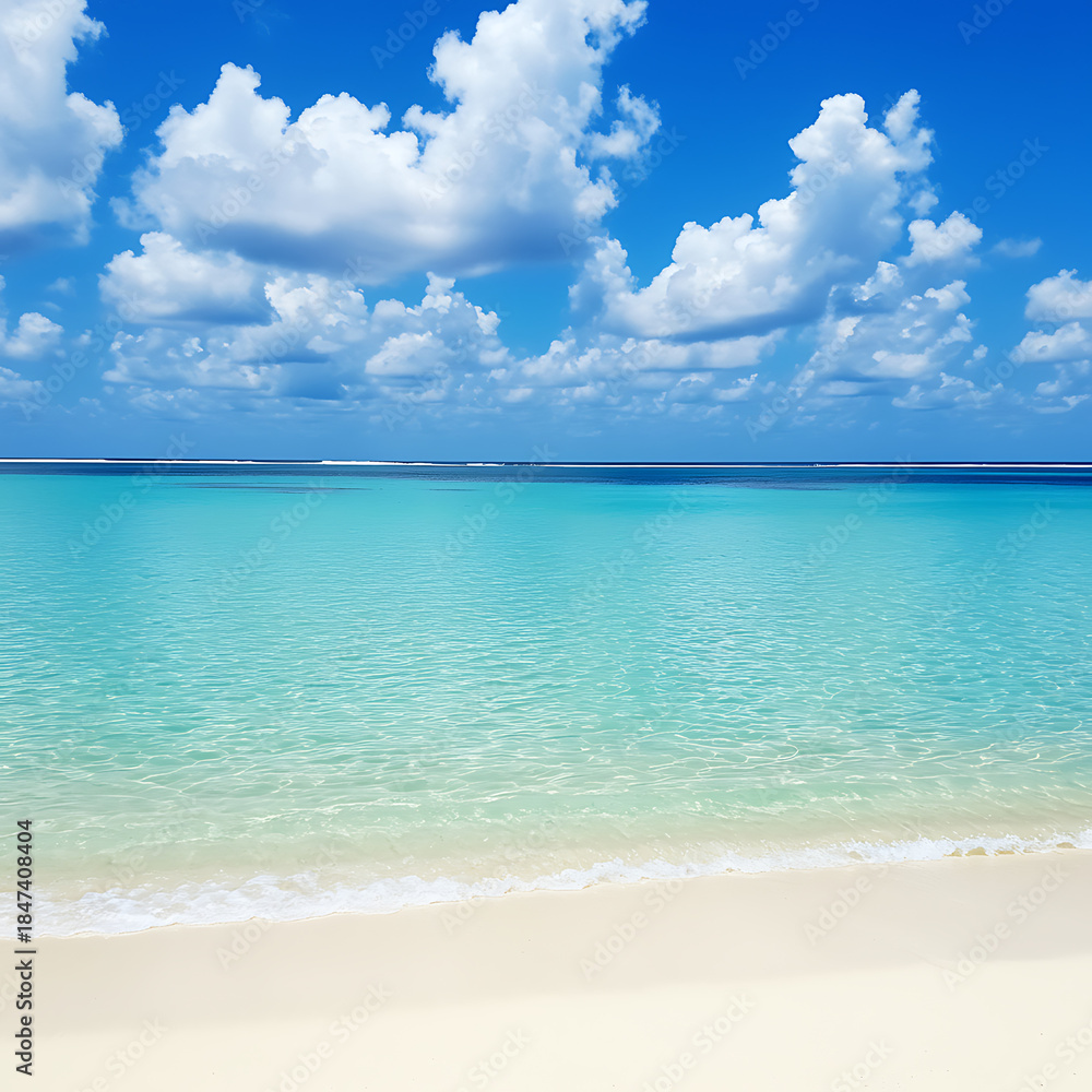 Obraz premium Serene beach scene with clear turquoise water and blue sky