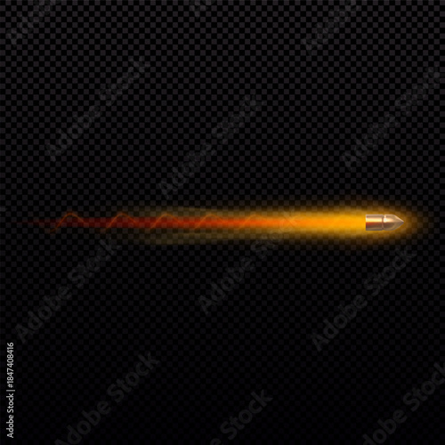 Golden bullet with a fiery trail, smoke, and a bright glow effect.