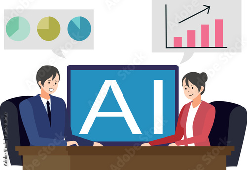 Business Meeting with AI and Data Analysis / Reunión Empresarial con IA y Análisis de Datos / Reunião Empresarial com IA e Análise de Dados