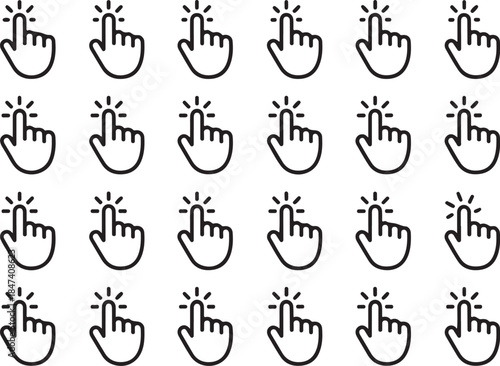 Twenty four black hand cursor icons set