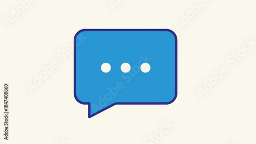 Modern blue speech bubble with three dots on cream background, Generative AI.