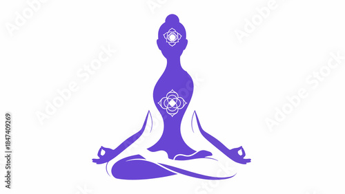 Serene individual meditating peacefully in lotus position with mystical aura