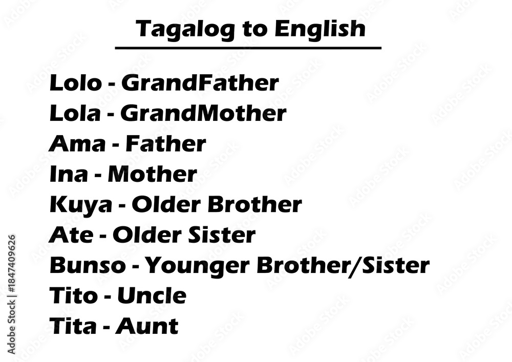 Obraz premium Tagalog to English