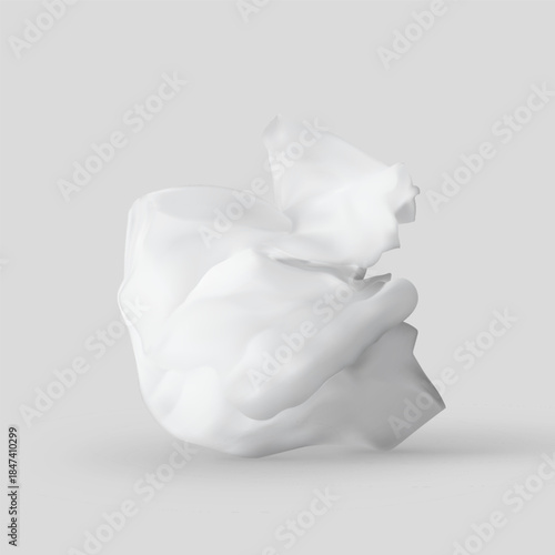 Used napkin crumpled paper ball, creased napkin, tissue vector realistic illustration, utilized paper towels with shadow