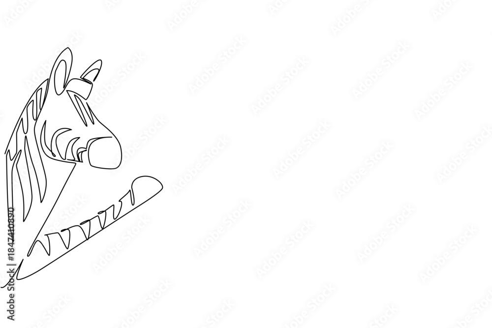 Obraz premium Continuous line drawing of a zebra raising its hoof to greet, designed as an animal concept vector illustration for Say Hi Day, reflecting uniqueness, joy, and friendly connection.