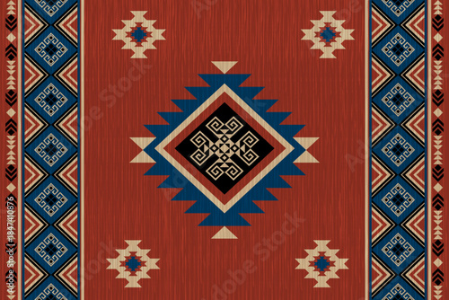 Rug pattern. Carpet design.Navajo pattern Native America South Western ethnic decor style. tribal vector seamless pattern. Indian ornament Boho geometric ornament,orientel, rug,Woven carpet.