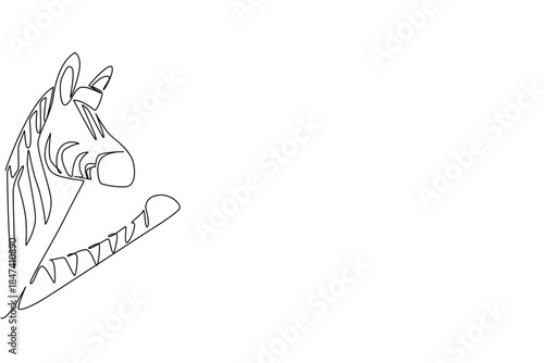 Continuous line drawing of a zebra raising its hoof to greet, designed as an animal concept vector illustration for Say Hi Day, reflecting uniqueness, joy, and friendly connection.