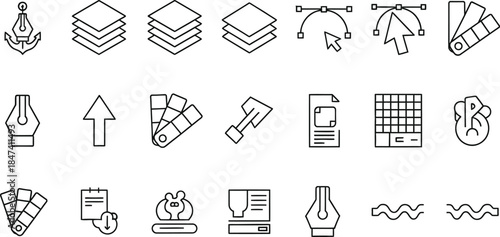 Collection of 20 various technical and industrial icons