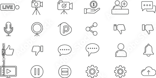 Collection of various communication and media icons