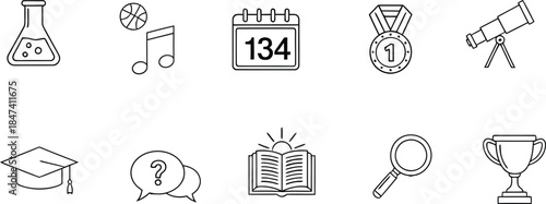 Educational icons and symbols for learning and academic achievement