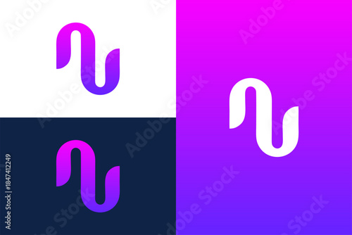 Initials letter AU logo design vector illustration