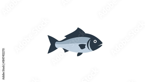 Clean vector illustration of a stylized fish swimming peacefully in clear water a simple graphic representation of marine life perfect for