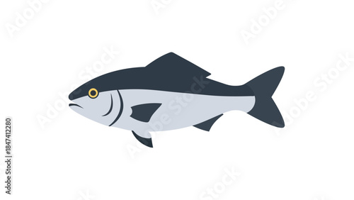 A sleek minimalist aquatic creature swims serenely, showcasing modern graphic design elements with its muted color palette against a pristine