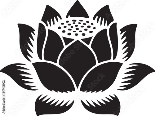 Lotus flower designs in black and white, symbolic and decorative. Vector lotus flower. Floral botanical flower. Isolated illustration element. Water lily  vector illustration .