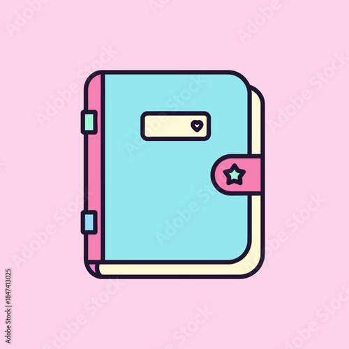 Cute Pastel Blue and Pink Diary with Star Clasp.