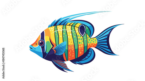 A stunning vector illustration of an exotic marine creature showcasing an incredible palette of brilliant colors and intricate patterns perfect for