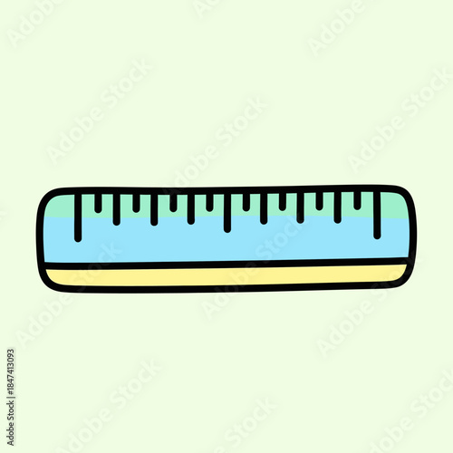 Simple blue ruler with yellow base, a basic measurement tool.