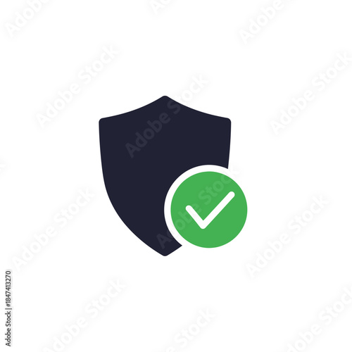 Digital security shield icon with a prominent green checkmark, symbolizing verified protection, successful system defense, and overall data integrity in online environments