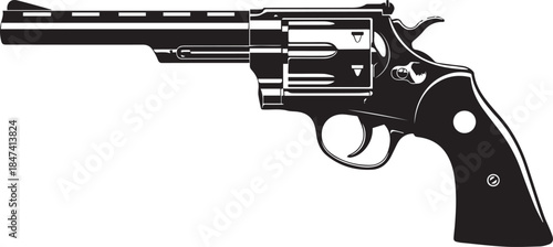 Revolver handgun icon silhouette on a white background