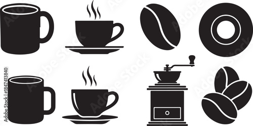 Coffee icons set for cafe and beverage design