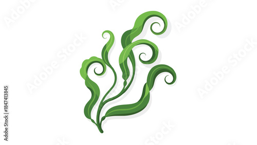 Vibrant flowing green abstract plant tendrils organic nature vector graphic design element