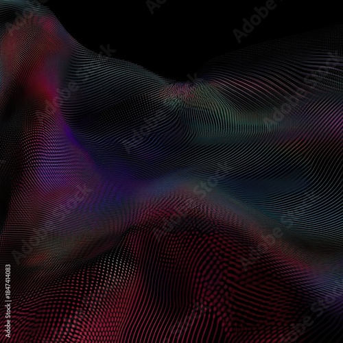 Abstract Dark Gradient Mesh Design with Noise Effects