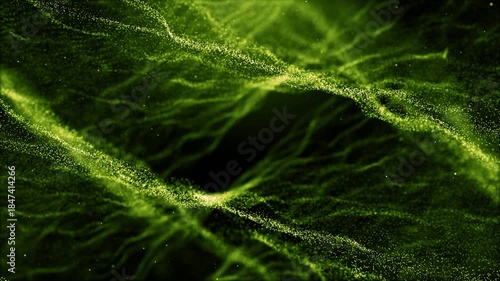 Abstract green particles flowing seamless loop organic animation background