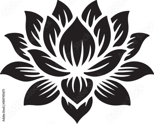 Lotus flower design in black and white, symbolic and decorative. Lotus flower image in various black and white designs, perfect for logo design, print, or digital media.