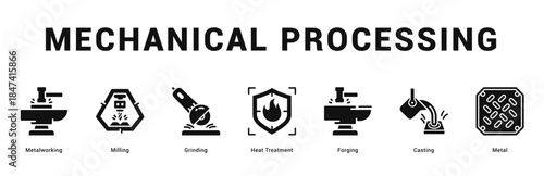 Mechanical Processing Modern and clean web banner illustration featuring thematic icons for visual communication