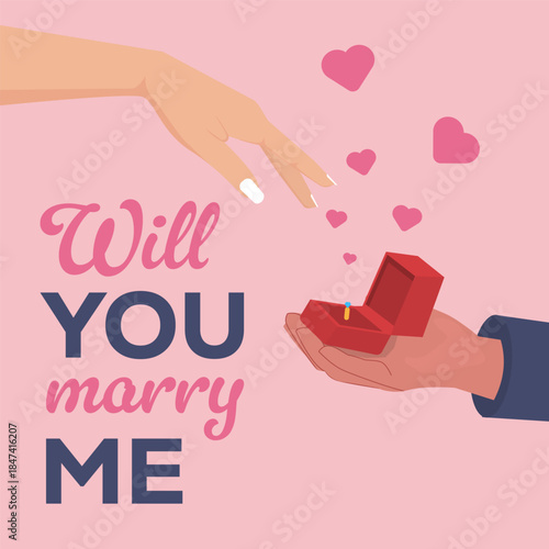 illustration design hand of men give ring to propose