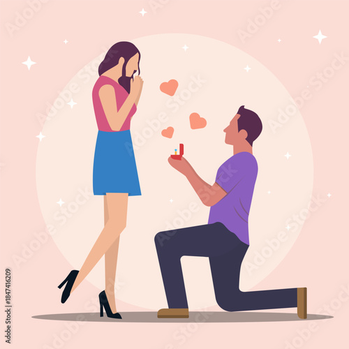 flat design illustration a man propose to marry with him
