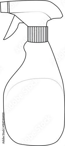 Spray bottle vector illustration line art. Cleaning detergent or disinfectant sprayer icon isolated on white background.