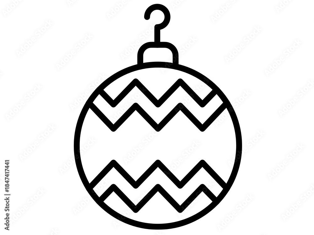 Obraz premium Christmas Ornament Bauble Line Icon with Zigzag Pattern