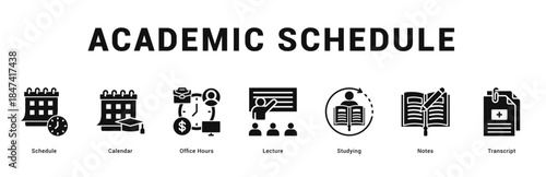 Academic Schedule Modern and clean web banner illustration featuring thematic icons for visual communication