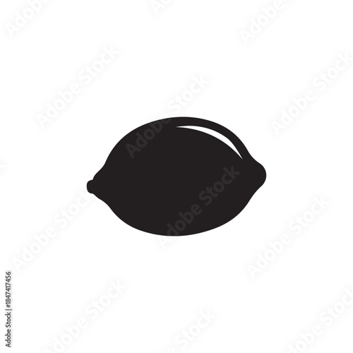 Black lemon fruit silhouette icon. minimal graphic design element
