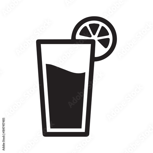 Juice Glass Symbol icon silhouette vector with white background