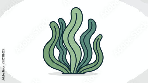 Abstract depiction of flowing green aquatic plant life swaying gently in an unseen current with subtle texture and a minimalist aesthetic