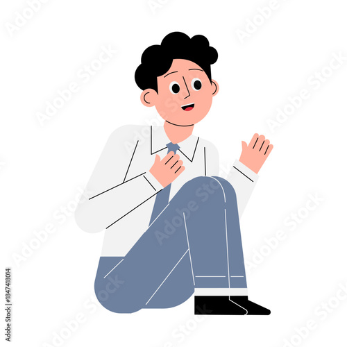 Relaxed Student Sitting Crossed Leg