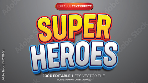 3d text effect super heroes theme