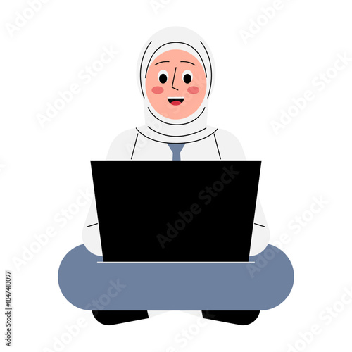 Student Sitting CrossLegged With Laptop