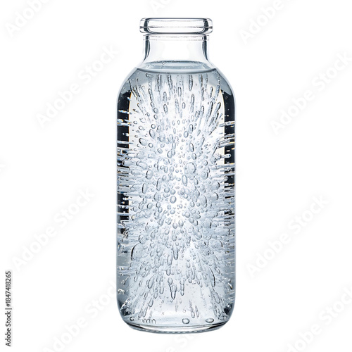Clear reusable water bottle isolated on white background for healthy lifestyle concept