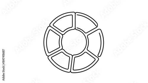 Minimalist circular diagram with segmented sections illustrating a simplified model of