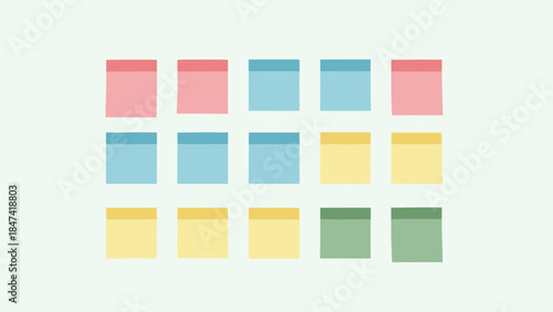 Minimalist colorful geometric grid pattern with pastel squares arranged in rows and columns on