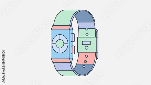 Minimalist Colorful Digital Smartwatch Illustration with Modern Design Elements