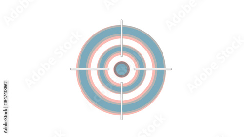 Minimalist concentric target with pastel color scheme and crosshair overlays for visual focus