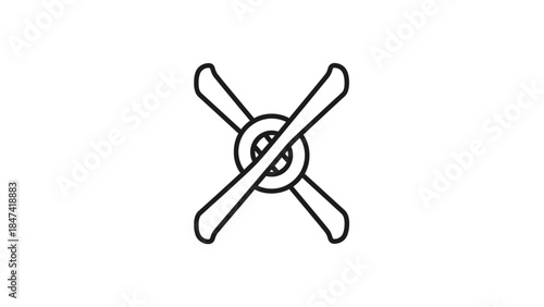 Minimalist Crossed Flags Icon with Gear and Chiropractic Symbol Design
