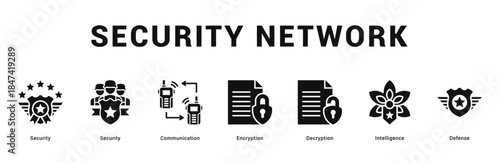 Security Network Modern and clean web banner illustration featuring thematic icons for visual communication
